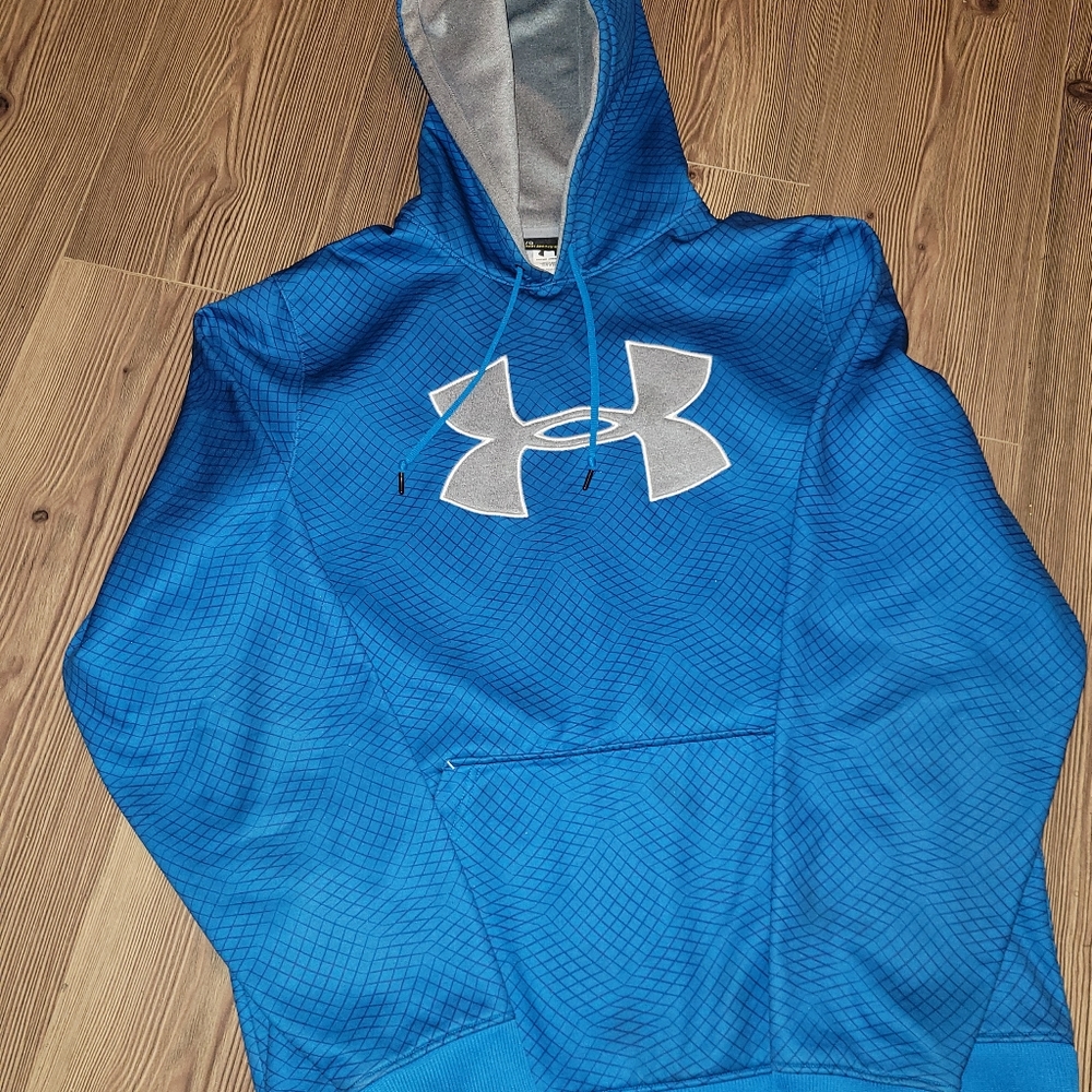 Under Armour Sweater Mens Large Blue Hoodie Loose Fit Pullover